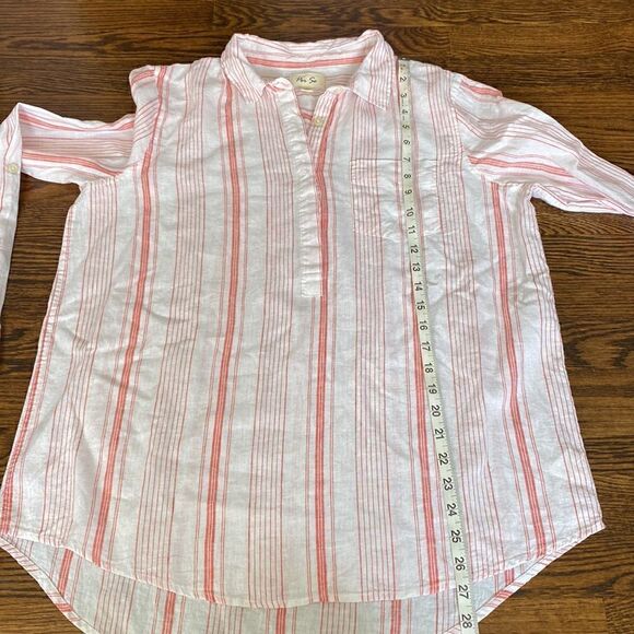 NWOT - Per Se Linen Blend Striped Pullover Shirt - Size Large - Picture 7 of 10